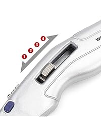 workpro Utilidad Cuchillo de seguridad retráctil con 3 cuchillas acero inoxidable retráctil