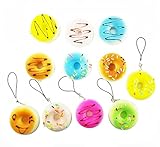 Yueton Pack of 5 Kawaii Donut Squishy Bread Cell Phone Charms Key Chains Straps (Randomly Styles Sent)