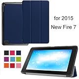 Fire 7 2015 Case - NEWSTYLE Ultra Slim Shell Lightweight Tri-fold Stand Cover for Amazon Fire 7 Inch Tablet(5th Generation 2015 release ONLY), Navy Blue