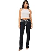 True Religion Women's Becca Mid Rise Bootcut Flap Big T Stitching Jeans for Women - Body Rinse