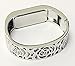 BSI Silver Metal Bracelet For Fitbit Flex Activity Sleep Tracker Flowers Design Replacement Wrist Band 6-7” Large Size