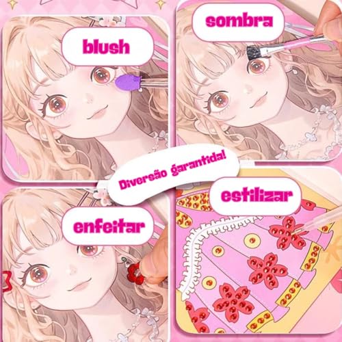 Maleta de Atividades Infantil Princesas – Pintar, Decorar e Brincar com Adesivos e Pedrinhas | Brinquedo Educativo e Criativo para Meninas | Presente para Crianças e Natal