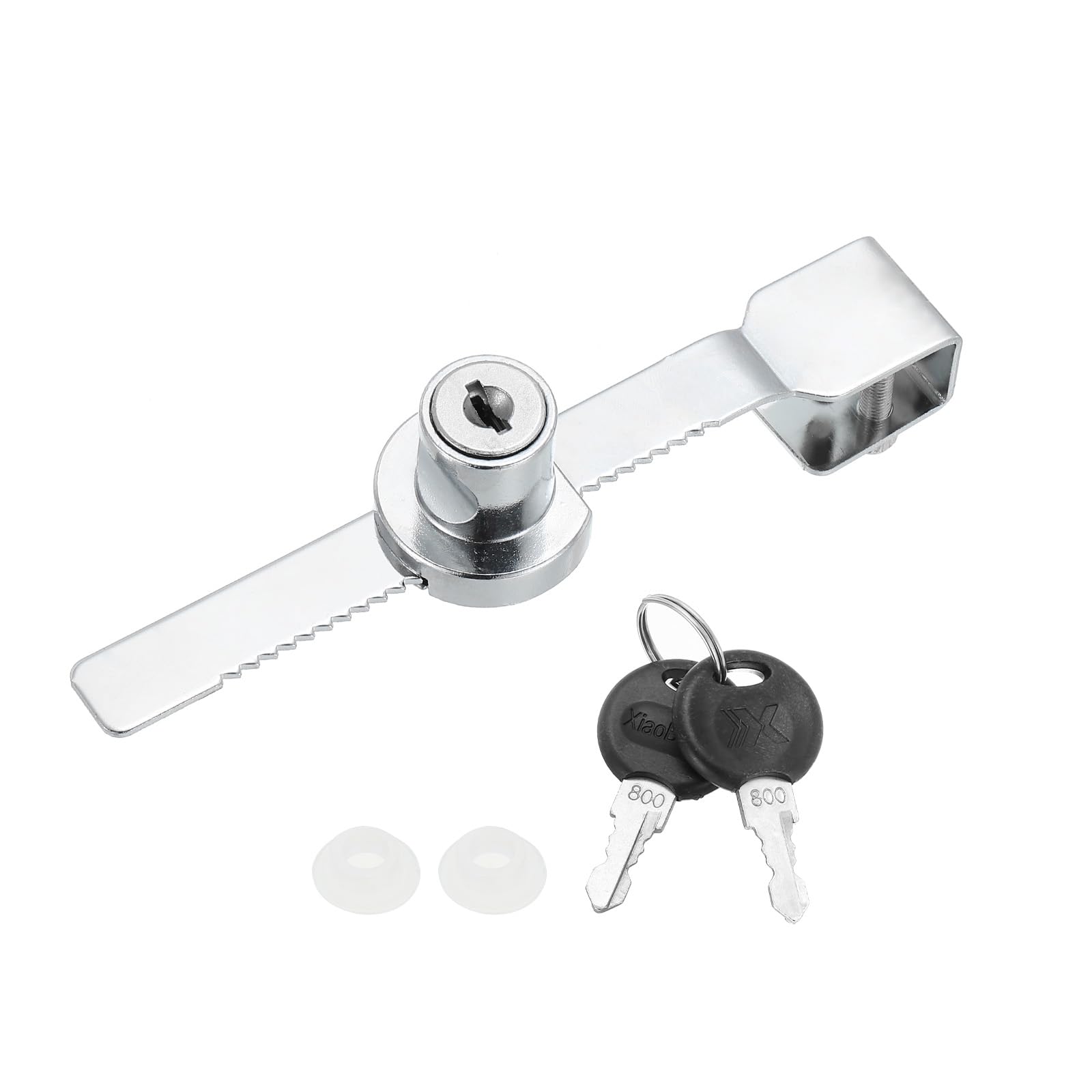 PATIKIL 1 Pack Sliding Glass Door Ratchet Lock with 2 Keys 5.6x0.6inch, Silver