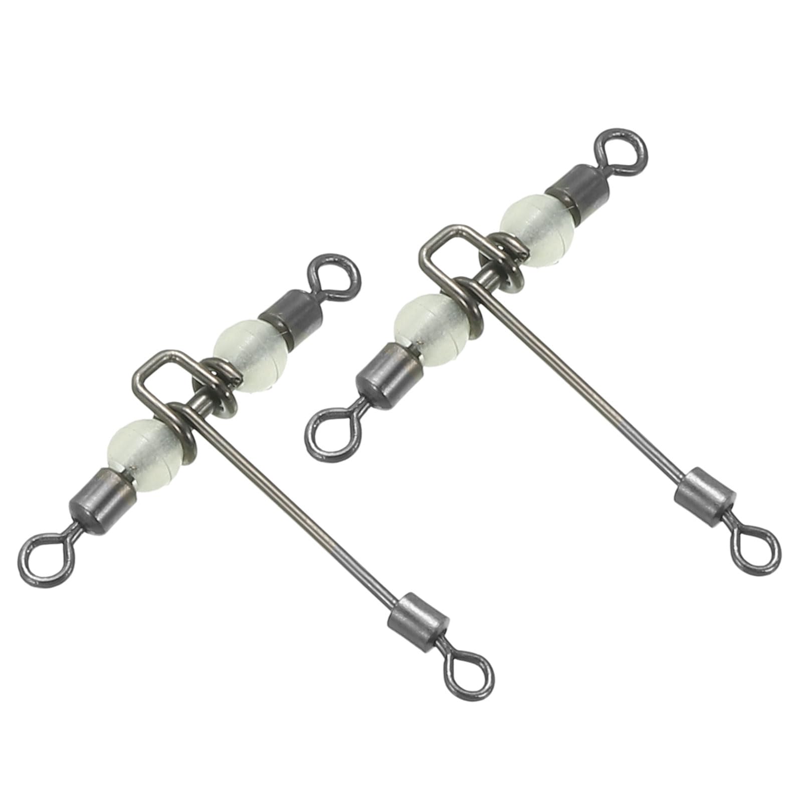 PATIKIL 3 Way Swivel 28lbs, 10 Pack Cross Line T Turn Rolling Terminal Tackle with Luminous Beads for Catfish Surf Rig, Black