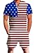 AIDEAONE Mens Casual 3D Printed Short Sleeve Rompers Zip Jumpsuit with Pocket S-XXL