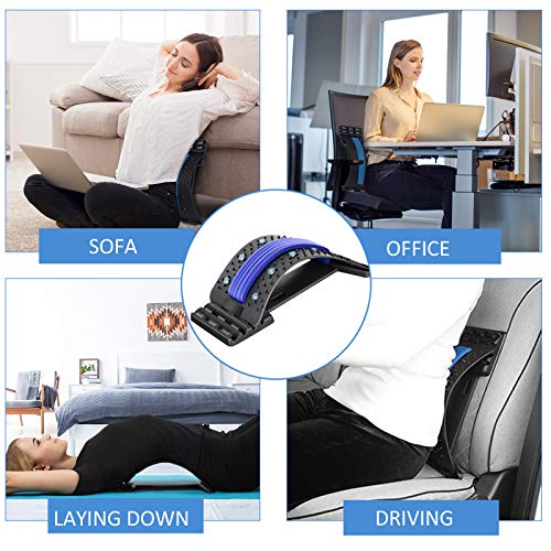 Back Stretcher, Kaiouli Spine Deck Lumbar Support for Back Pain Relief, 4Level Back Massager