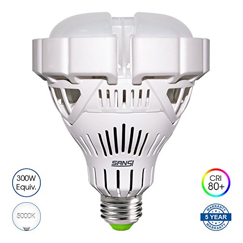 SANSI BR30 35W (300-250Watt Equivalent) LED Bay Light Bulb, 4000lumens, 5000K Daylight, CRI 80+, E26/E39 Medium Screw Base Garage Basement Factory Warehouse Barn Sport Hall Security Task Lighting