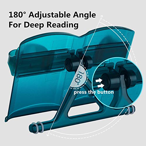 Book Stand, BTLIN Adjustable Book Holder for Cook Music Note Document Book Rest, 180 Angle Portable Reading Stand for Tablet, Blue