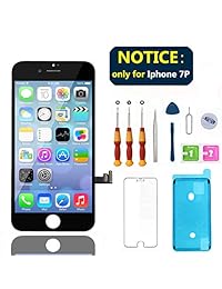 Swgrdin   Pantalla táctil 3D para iPhone 7 Plus (5,5 pulgadas, pantalla LCD de repuesto para iPhone 7 Plus digitalizador con kit de herramientas y protector de pantalla, A1661, A1784, A1785 solamente), 5.5"