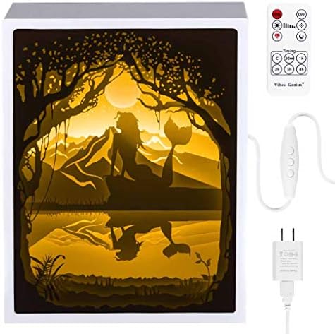 Papercut Light boxes, Decorative Led Lighting Lamp, Relaxing Mood Light for Kids and Adults, Night Projection Lamp for Baby Nursery Bedroom Children Room (The Little Mermaid)