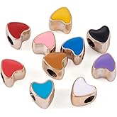 Craftdady 100pcs Enamel Love Heart European Beads Large Hole Acrylic Heart Loose Spacer Beads Random Mixed Color 11.5x11.5mm for Jewelry Making Hole: 4.5mm