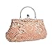 b.m.c BMC Beaded Sequin Design Metal Frame Kissing Lock Satin Interior Evening Clutch