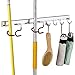 Cavoli Mop and Broom Organizer Wall Mounted, 4 Adjustable Holder and 3 Hooks,Storage Solutions for Broom Holders, Metal and Easy Clean