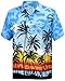 LA LEELA Hawaiian Shirt For Men Short Sleeve Front-Pocket Beach Palm Trees
