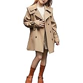amropi Girl's Trench Coat Single Breasted Windbreaker Jacket Outwear with Belt for 4-17 Years