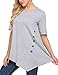 Sweetnight Women's Casual O-Neck Short Sleeve Solid Asymmetrical Pleated T-Shirt Blouse Top Plus Size (XXXL, Gray)