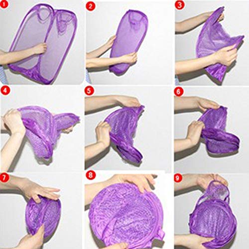 JISETY Foldable Mesh Pop Up Washing Laundry Basket Bag Bin Hamper Storage Random Color