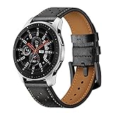 BONSTRAP Genuine Leather Watch Bands Replacement for Samsung Galaxy Watch 46mm Bands/Samsung Gear S3 Frontier/S3 Classic Bands Bracelet Mens Womens