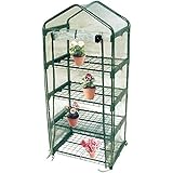 MINI GREENHOUSE - NEW METAL GREEN VERSION with 4 tier collapsible shelves - Best Greenhouse with ROLL UP ZIPPER DOOR