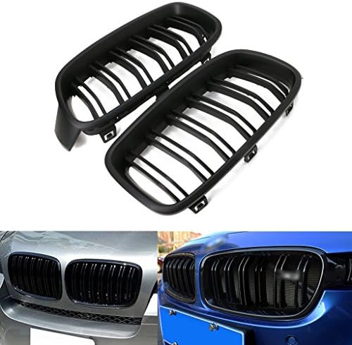 YDZN 1Pair Matte Black Front Air Intake Grille Cover Kidney For BMW 3-Series F30 F31 F35 2012-2016 (Matte Black)