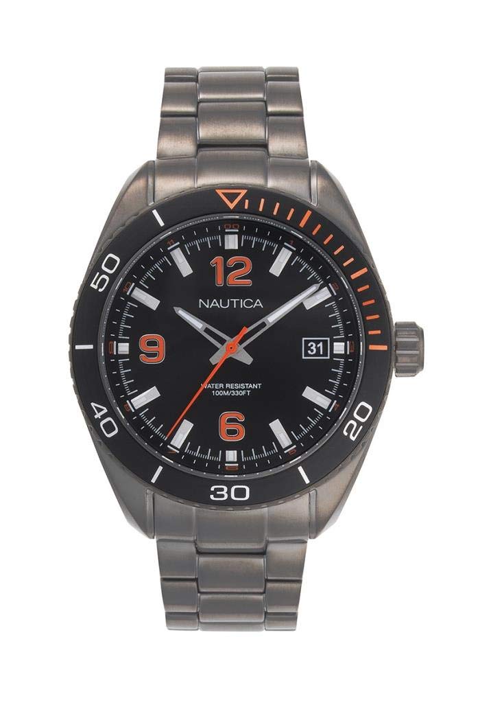 Nautica Men's Key Biscayne Japanese-Quartz Stainless-Steel Strap, Grey, 22 Casual Watch (Model: NAPKBN006