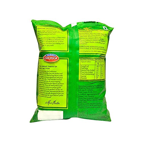 Opera Cottage Style Cheese Jalapeno Potato Crisps 60 grams (2.11 oz) Made with Olive Oil. Made in India