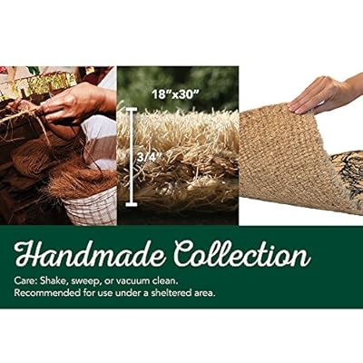 Entryways Sailboat Handmade, Hand-Stenciled, All-Natural Coconut Fiber Coir Doormat, 18” X 30” X .75” 51ksASrLduL