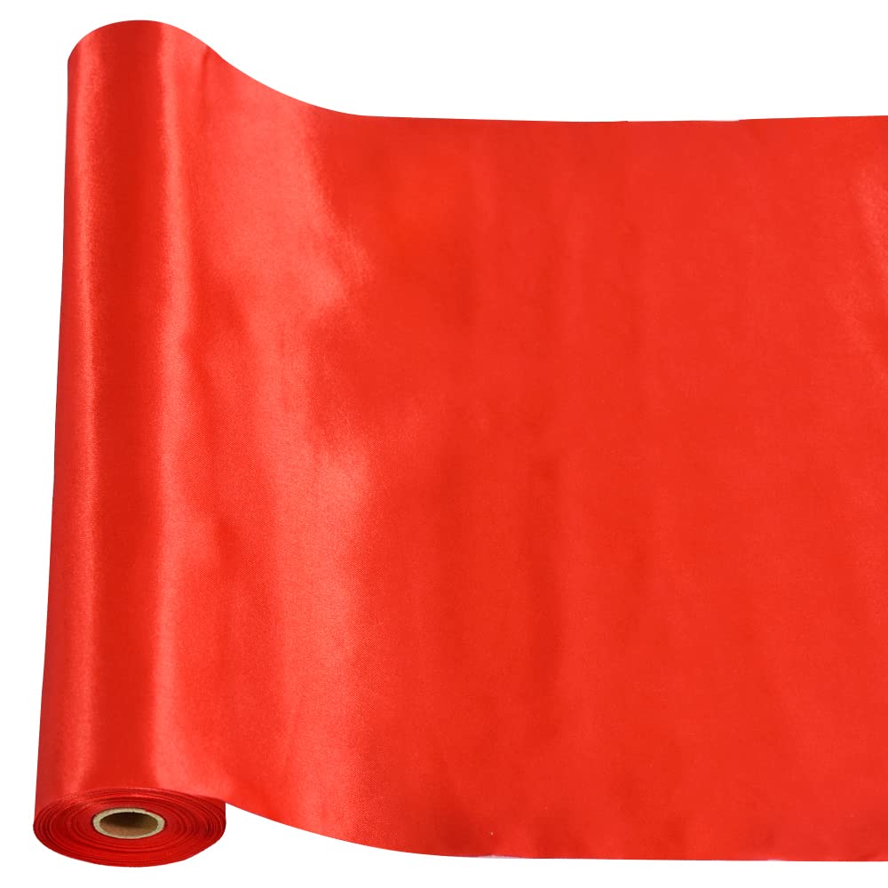 TONIFUL Wide Satin Ribbon for Valentine's Day Gift Wrapping Christmas Tree Halloween Thanksgiving Wedding Car Chair Pageant Sashes Grand Opening Festival Party Decor-Red Ribbon-12 Inch X 11yds