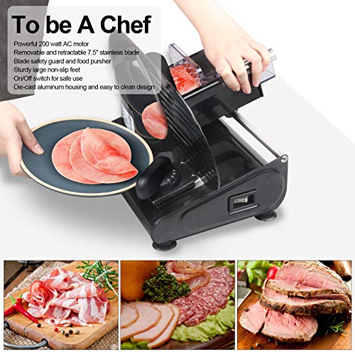 Meat Slicer, CUSIMAX Electric Food Slicer with 7.5” Removable Stainless