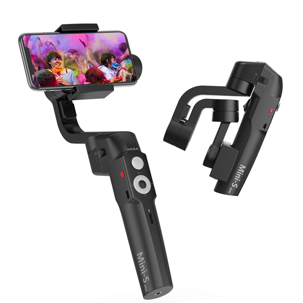 MOZA Mini S 3-Axis Gimbal Stabilizer for Smartphone ios/Android Phone 11 Pro Xr/Xs Max,Mate 20,P20,Galaxy S10+ Fodable Gimbal Pocket Size Steady Shooting Stable Video Youtube Vlog Live Recording