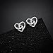 Mints S925 Sterling Sliver Heart Earrings Cute Stud Earrings for Women Twisted Knot Earring for Women
