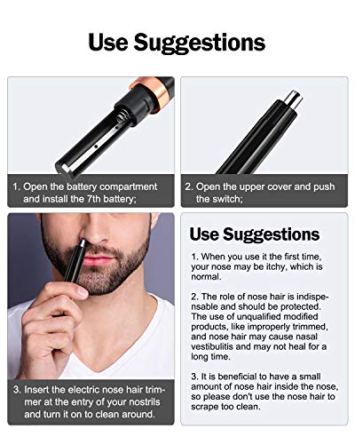 Nose Hair Trimmer for Men & Women, HAMSWAN Upgraded 2019 Version Electric Painless grooming Nostril and Ear Hair Trimmers/Clippers Removal,Mute Motor,Double-Edge Stainless Steel Blades, Battery-Operat