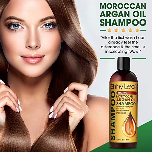 Moroccan Argan Oil Shampoo and Conditioner Set, Sulfate Free, Safe for Color Treated Hair, Anti-Hair Loss Treatment, Repair Hair Damage, Strengthens Hair For Healthy Hair Growth 16 Fl. Oz. - Thumbnail 6