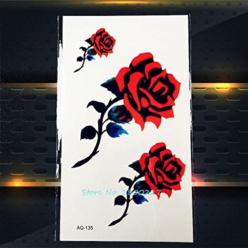 GSN 1PC Sexy Women Makeup 3D Tattoo Stickers PAQ-135 Red Roses Temporary Tattoo Paste Party Pattern Fake Waterproof Tatoo 2016