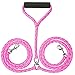 Peteast Adjustable Double Dog Leash, Heavy Duty Dual Dog Leash, 360° Swivel No Tangle & Soft Handle, Walking & Training Leash Two Dogs (Universal(Pink))