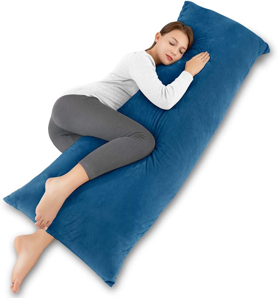 INSEN 55in Body Pillow-Full Body Pillow- Bed Sleeping Pillow-with Removable Body Pillow Cover(Ocean Blue Velvet): Home & Kitchen
