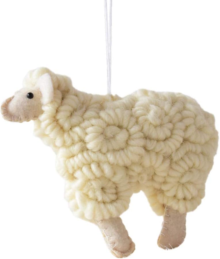 Fashionhe Christmas Tree Pendant Hanging Home Sheep Ornament Christmas Decoration(Beige,S)