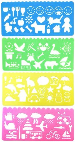 Richohome Plastic Drawing Stencils Art Kit Painting Stencils Scale Template Sets For Kids,Pack of 16