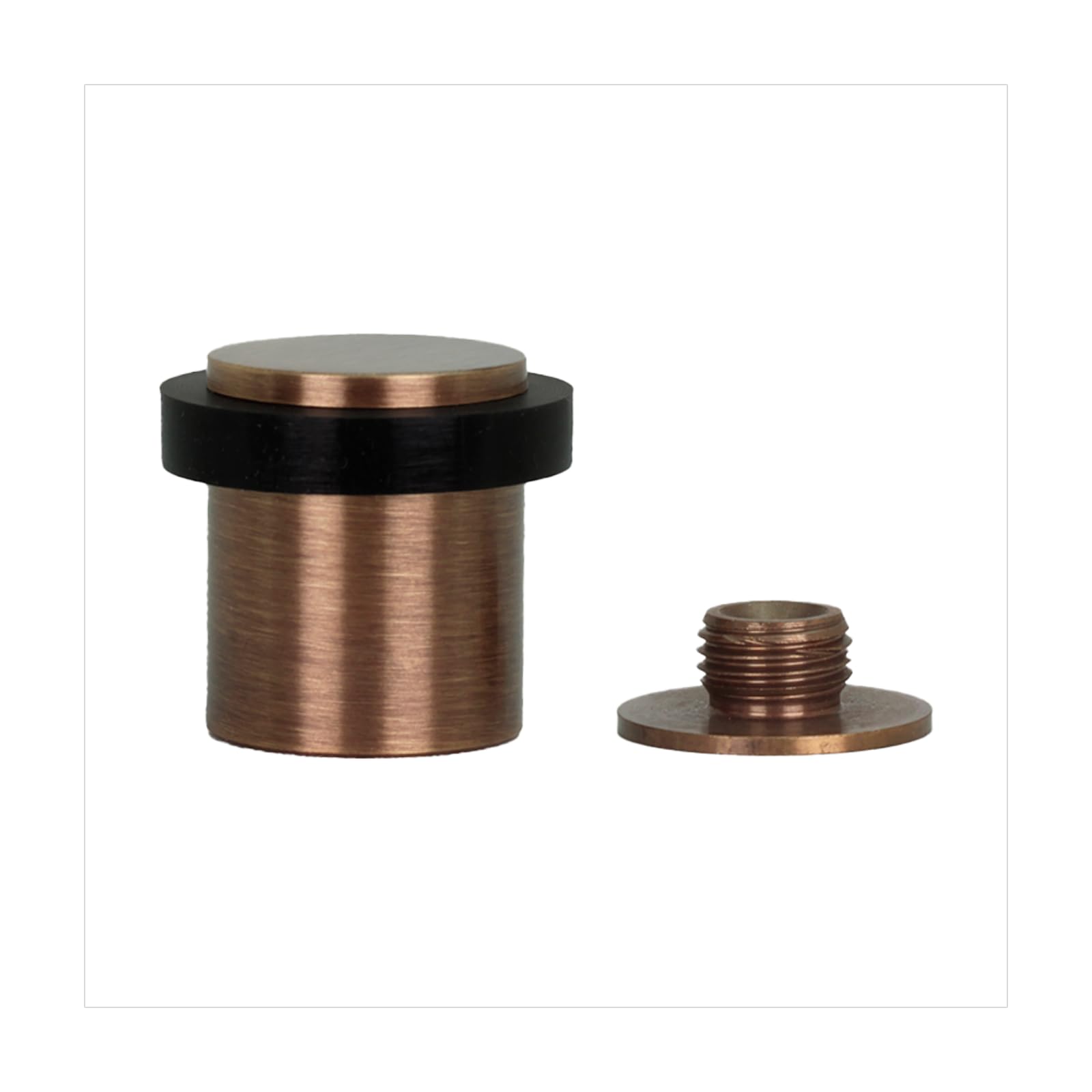 EVI Herrajes | Antique Brass Door Stop | Ø24x30mm | Floor Mounted | Silicone Protection | Includes Screw + Fastening Plug | Model I-18024X30-CBCU