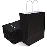 TOWRAP Black Gift Bags - 100 Pcs, 8x4.25x10.5 Inch Kraft Paper Bags with Handles for Shopping, Parties, Retail, Merchandise, Favors