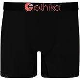 Ethika Men's Mid Boxer Brief, Extended Length, 4-Way Stretch with Signature | Waistband. Designed with a shorter mid-length fit. Engineered to prevent pull-down and gathering for consistent comfort.
