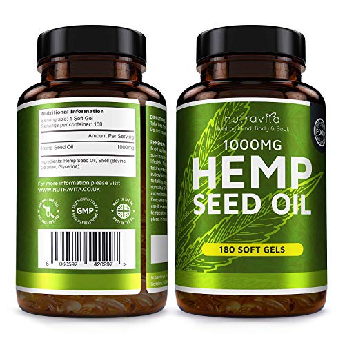 Hemp Seed Oil 1000mg Supplement 180 Soft Gel Capsules Pure Cold