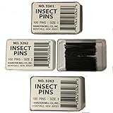 Black Steel Insect Pins, Collection of Sizes 1, 2, and 3