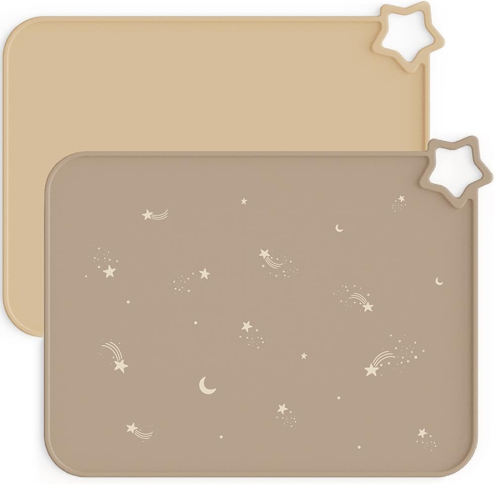 Moonkie Silicone Placemats for Baby Kids 2 Pack Warm Pink/Muted
