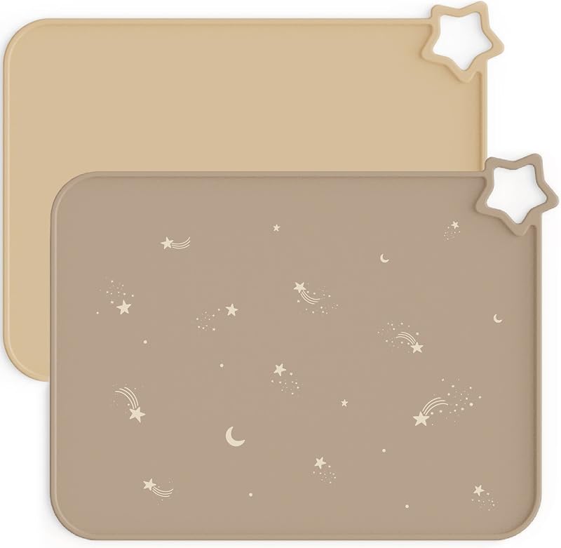 Moonkie Silicone Placemats for Baby Kids 2 Pack Warm Pink/Muted