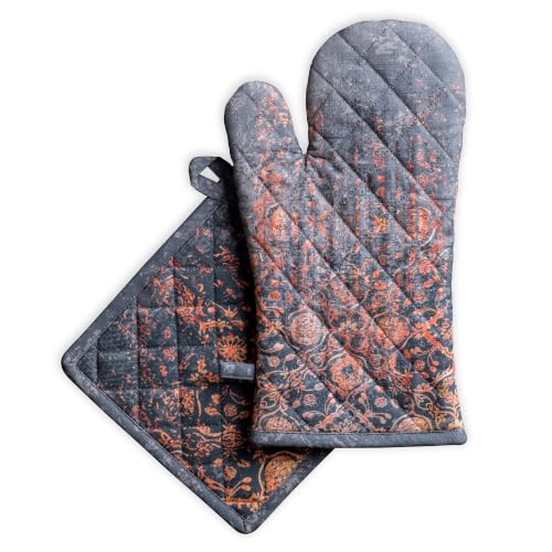 Maison d' Hermine 100% Cotton Oven Mitt & Pot Holder Set