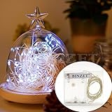 BINZET 10ft 30 LEDs Super Bright Cool White Durable Silver Wire String Lights 3xAA Battery Powered Flexible String Lights 3M For Decorative/Holiday Project