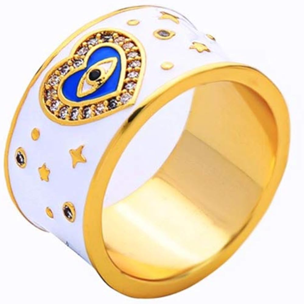 AILUOR Fashion Women Gold Plated White Enamel Evil Eye Ring - Image 4