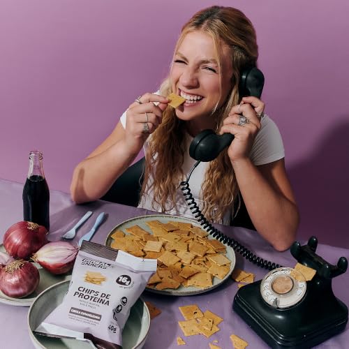Irreal Snacks, Snack Proteico Salgado, Sabor Cebola Caramelizada, 40g, Feito com Batata Doce, Caseinato de Cálcio e Proteína de Arroz