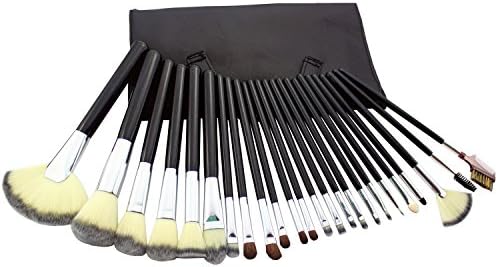 Yoa 24 Piece Makeup Brushes Set Includes 19 Pcs Natural Synthetic bristle With 5 Pcs Horse Hair Black Makeup brush Bag